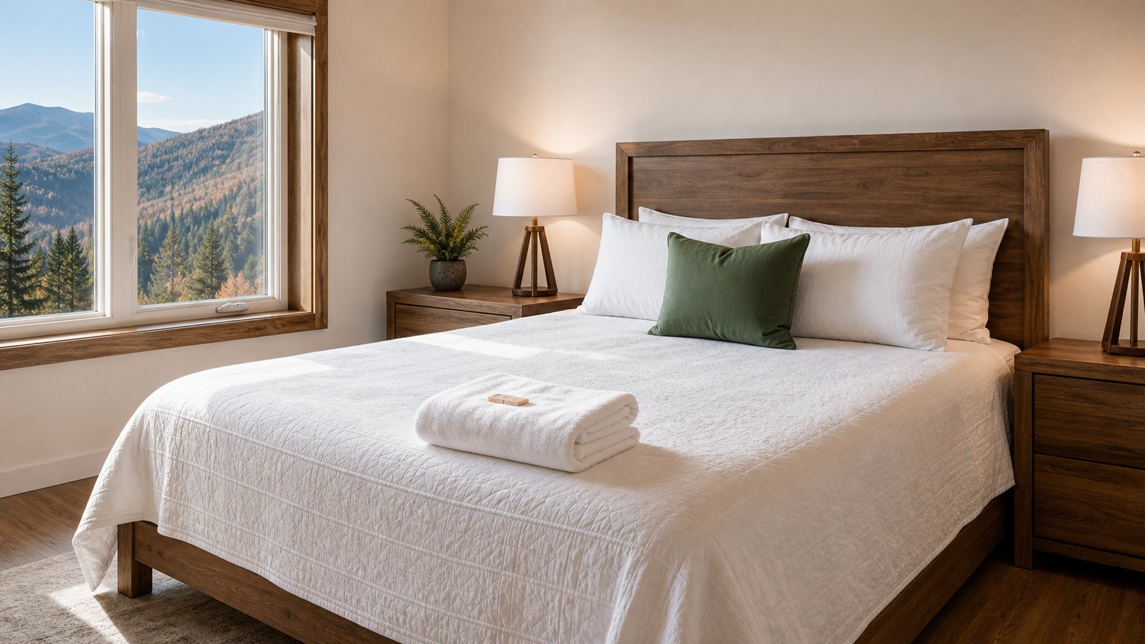Prepared bedroom with fresh linens